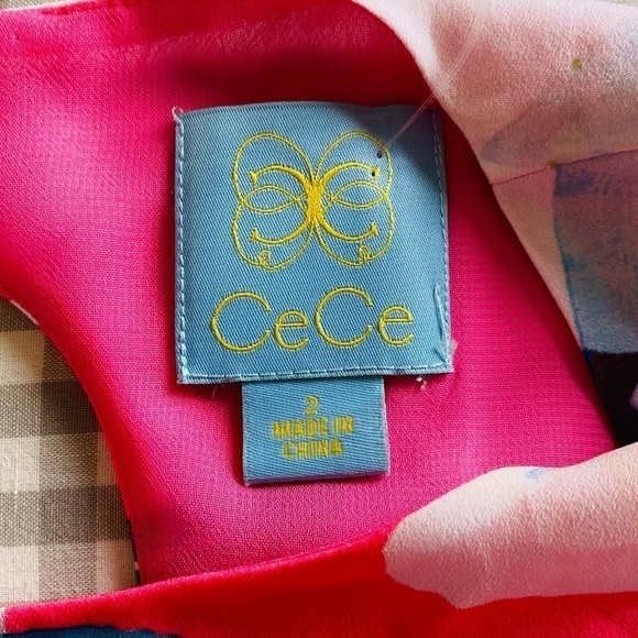 CeCe New Size 2 Jordyn Dress Bright Pink Sleeveless Open Back Floral A Line - Picture 9 of 14